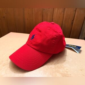 Ralph Lauren Red Baseball Cap with Navy Pony(brand new)